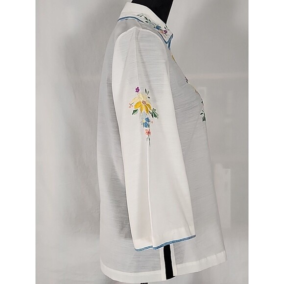 Vintage Lily Boho Floral Embroidered Tunic Top Blouse Sheer Peasant Medium - Picture 6 of 14